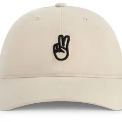 Concept One Peace Sign Dad Baseball Hat - Beige: Cotton Twill, Adjustable Hook & Loop Fastener, Midweight Fabric