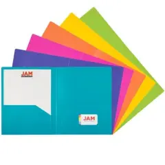 JAM 6pk 2 Pocket Heavy Duty Plastic Folders - Fashion Colors