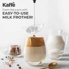 Milk frother powerful motor - Micro USB chargeable (Cable + 2 whisks included): Kaffe Handheld Frother Wand, Matcha Whisk
