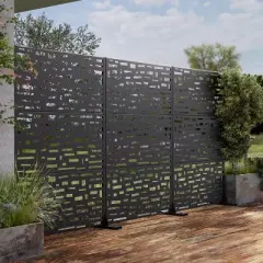 PexFix 72 in. H x 47 in. W Black Outdoor Metal Privacy Screen Garden Fence Brick Pattern Wall Applique