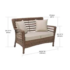 Jiallo  Modern Concept Faux Sea Grass Resin Rattan Patio Loveseat Chair