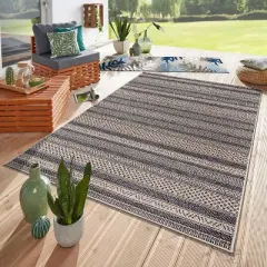 World Rug Gallery Contemporary Geometric Indoor/Outdoor Area Rug:  Weather-Resistant,  Low Pile