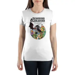 Juniors White Dungeons & Dragons Role Play Game Cartoon Graphic Tee