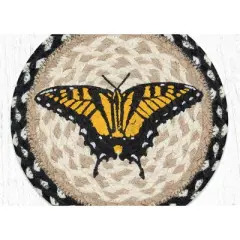 Earth Rugs Swallowtail Butterfly Jute Trivet &ndash; 10" Round Hand-Braided Rustic Kitchen Heat Pad