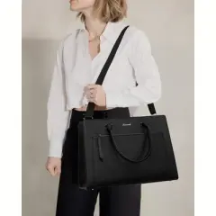 Laptop Bag Black Tote Work Bag Leather Computer Briefcase Waterproof Business Teacher Office Bag Handbag