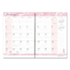 Breast Cancer Awareness Recycled Ruled Monthly Planner/Journal, 10 x 7, Pink Cover, 12-Month (Jan to Dec): 2026