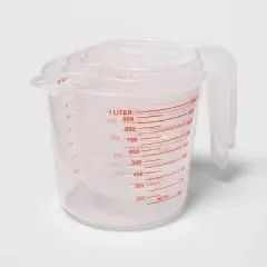 Liquid Measuring Cups - Room Essentials&trade;: Clear Polypropylene, 32 oz Capacity, Dishwasher-Safe, Kitchen Essentials, 3-Piece Set
