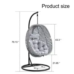 Swinging Chair Hammock Egg Chair Patio Wicker Swing Egg Hanging Chair With Stand, 350lbs Maximum Weight Capacity