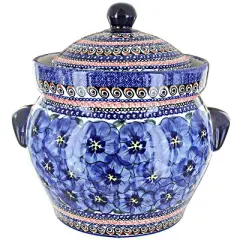 Blue Rose Polish Pottery Blue Art Large Canister