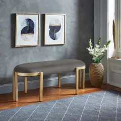 Lepape Upholstered Bench Gray Velvet - Inspire Q