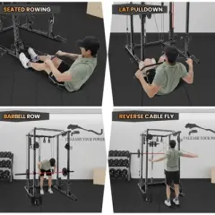 2000 LBS Power Cage,Multi-Function Power Rack with Cable Cross-Over System,Squat Rack with LAT Pull Down System