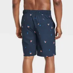 Men's 9" Sun Print E-Board Swim Shorts - Goodfellow & Co&trade; Navy Blue