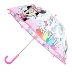 Textiel Trade Kid's Disney Minnie Mouse Rainbow Transparent Stick Umbrella