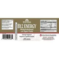 Windmill Vitamin B-12 Energy with Super Fruits Tablets 100Ct