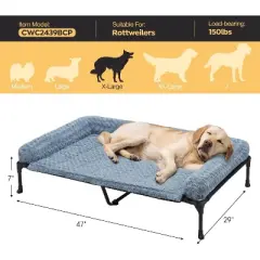 QuestaPack Cooling Elevated Dog Bed + Removable Deluxe Plush Pillow Cushion