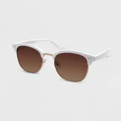 Women's Plastic Metal Combo Square Clubmaster Solid Sunglasses - Wild Fable&trade; White