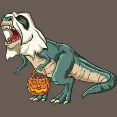 Women's Design By Humans Trex Ghost Costume Design Funny Halloween Dinosaur By Threadlets Racerback Tank Top