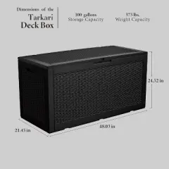 BI&SEA 100 Gallon lockable storage box, waterproof and UV resistant for outdoor mat storage, garden tool and swimming pool accessory storage