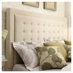 Hudson Button Tufted Headboard King Oatmeal - Inspire Q