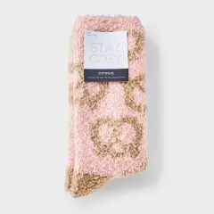 Women's Pretzel 2pk Cozy Crew Socks - Pink/Brown/Oatmeal 4-10