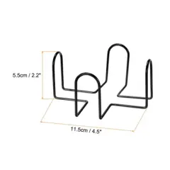 Unique Bargains Vintage Four Post Wrought Iron Style Black Metal Coaster Holders 3 Pcs