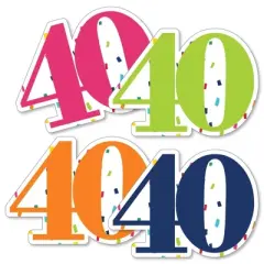 Big Dot of Happiness 40th Birthday - Cheerful Happy Birthday - Forty Shaped Decorations DIY Colorful Fortieth Birthday Party Essentials - Set of 20