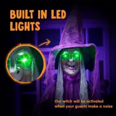 Joyfy 72&rsquo;&rsquo; Halloween Outdoor Decoration, Scary Standing Witch with Cauldron Animated Decor for Yard Lawn Garden Outdoor Indoor and Haunted House