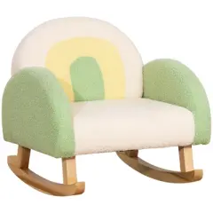 Gulches Qaba Kids Sofa - Rocking Toddler Sofa Chair, Green, Solid Wooden Frame
