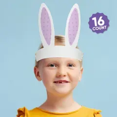 Big Dot of Happiness Easter Bunny Ears Headbands, Paper Easter Party Hats Craft, White Rabbit Ear Favors, DIY Spring Easter Decoration for Kids and