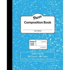 Pacon Composition Book, Grade 2, Blue Marble, 3/4" x 3/8" x 3/8" Ruled, 9-3/4" x 7-3/4", 24 Sheets, Pack of 24