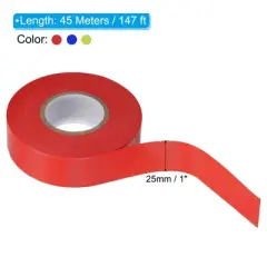 Unique Bargains PVC Non-Adhesive Durable Flagging Tapes for Trail Outdoor Red/Blue/Yellow 3 Pcs 1"x147'