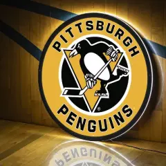 Evergreen Ultra-Thin Edgelight LED Wall Decor, Round, Pittsburgh Penguins- 23 x 23 Inches Made In USA