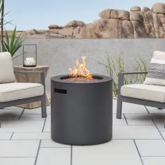 Aegean 24" Round Steel Propane Fire Pit Table with Hidden Tank