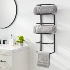 Towel Wall Storage Cabinet Black Metal - Brightroom&trade;