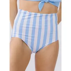 Lime Ricki Women's Painted Floral/Peri Stripe Reversible Ultra High Waist Bottom