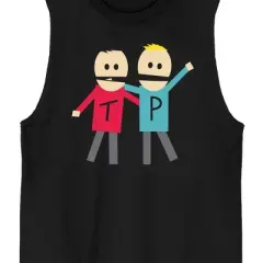 South Park Terrance And Phillip Crew Neck Sleeveless Black Men's Tank Top-Small