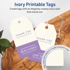 Avery Printable Rectangle Banner Tags with Sure Feed Technology, 2" x 3-1/2", Matte Ivory Cardstock, Print-to-the-Edge, Laser/Inkjet, 80 Total