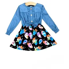 Girls That's The Spirit Chambray Bodice Ghost Dress - Mia Belle Girls