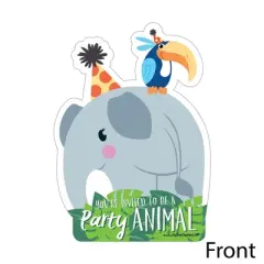 Big Dot of Happiness Jungle Party Animals - Shaped Fill-in Invites - Safari Zoo Birthday Party or Baby Shower Invite Cards with Envelopes - Set of 12