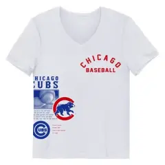MLB Chicago Cubs Girls' White V-Neck T-Shirt