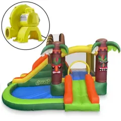 Cloud 9 Bounce House, Jungle Theme, with Blower - Inflatable Bouncer with Two Slides, Jumping Area, and Ball Pit