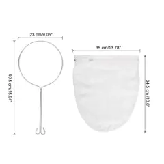 Unique Bargains Stainless Steel Reinforced Frame Cloth Mesh Sturdy Handle Mesh Strainer Bag 2 Sets