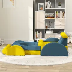 TopComfy Baby and Toddler Learning Toy Modular Play Couch for Creative Play and Comfort for Playroom, Yellow, 55.1"*40.2"*18.1"