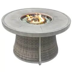 Moda Furnishings 24.6'' H x 42'' W Aluminum Propane Outdoor Fire Pit Table with Lid