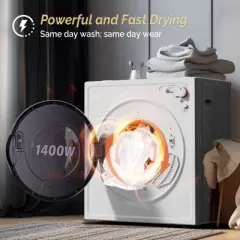 ROVSUN 2.6 Cu.Ft. Portable Dryer, Compact Clothes Dryer with Stainless Steel Tub, 110V Electric Dryer