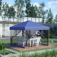 Resenkos Patio Garden Pergola, Pergola Canopy,10' x 10' Pop Up Canopy Tent, Tents for Parties with Wheeled Carry Bag, Blue Dark Blue