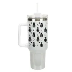 100 North Pineapple Fruit Happy Summer Vibes 40 oz. Stainless Steel, Large Water Bottle Coffee Mug, Spill & Leak Resistant, Thermal Travel Tumbler