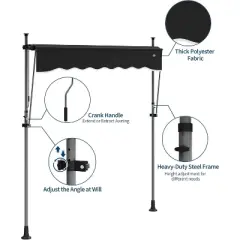 118&rsquo;&rsquo;x67&rsquo;&rsquo; Manual Retractable Awning, Freestanding Patio Awning with Crank Handle
