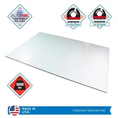 36"x42" Glass Heavy Duty Chair Mat for Hard Floors & Carpets Rectangular Clear - Floortex