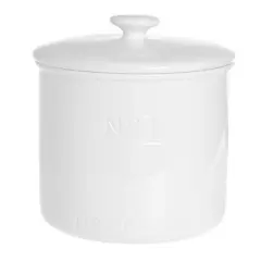 Our Table Simply White 55 Ounce Porcelain Small Dry Goods Canister With Air Tight Lid